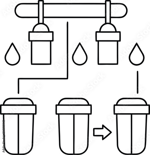 water purification line art vector illustration on transparent background