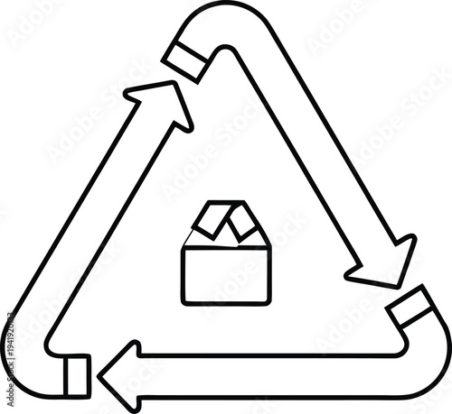 upcycling symbol line art vector illustration on transparent background