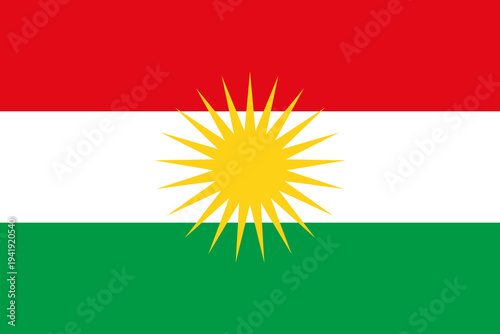 Wallpaper Mural Flag of Kurdistan with accurate proportions and official colors. This flag belongs to the Kurdistan Region (KRG), but it is also widely used by Kurds as a national flag. Torontodigital.ca