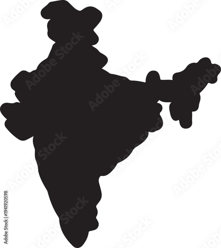 India map of black contour curves of vector illustration