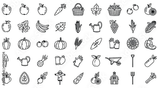 Vegetable icons in line style.