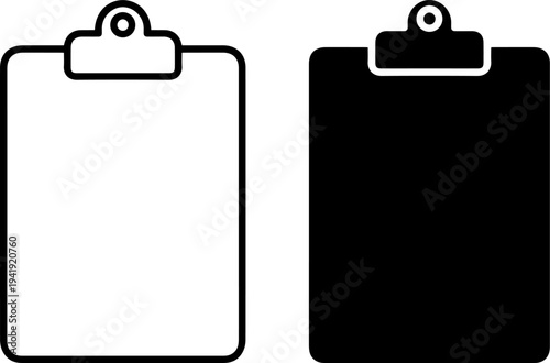 Two blank clipboards for notes and documents in black and white