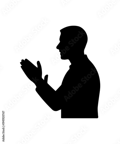 Man clapping hands silhouette icon