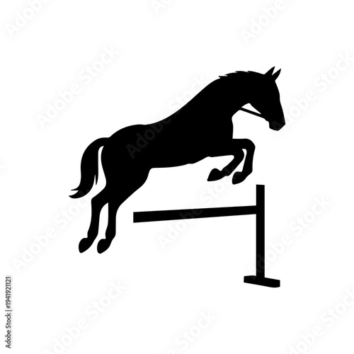 Equestrian show jumping horse silhouette in action