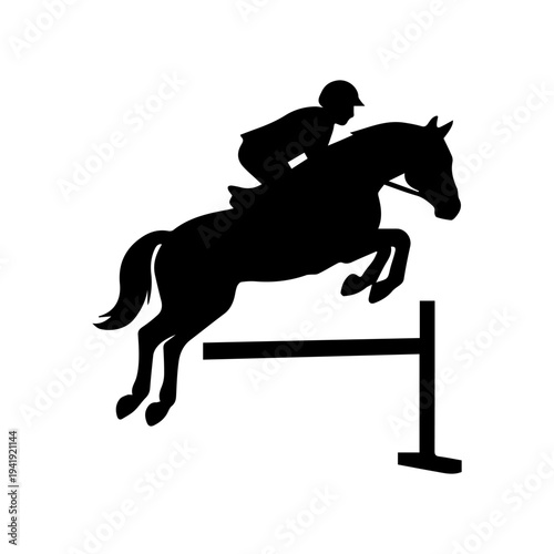 Equestrian show jumping horse silhouette in action