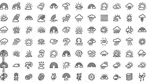 Weather forecast icons on white background.