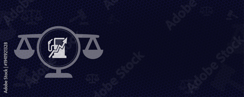 Legal regulations for fuel prices and energy law scale icon with gas pump and increasing arrow graph vector background with copy space