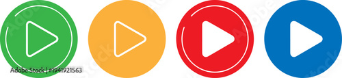 Colorful play buttons icons for multimedia and entertainment