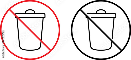 Prohibition signs indicating no trash or waste allowed