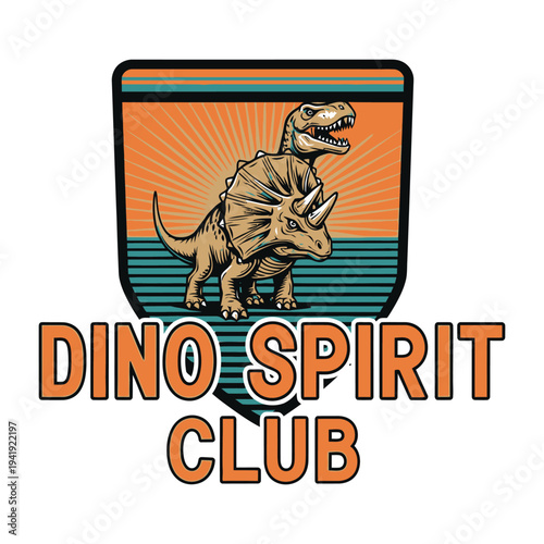 Dino Spirit Club logo features dinosaurs and vibrant colors tshirt design