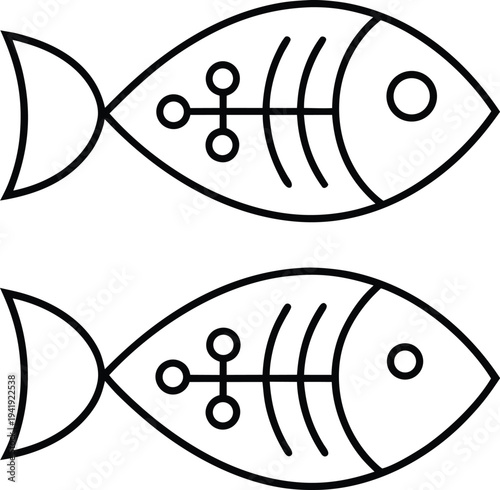 fish line art vector illustration on transparent background