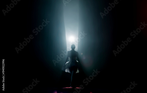 Ballet. Classical ballet performed by a girl of ballet dancers on the stage of the opera house.