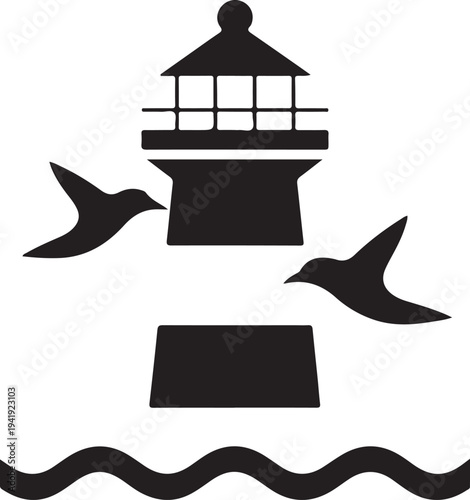 Lighthouse icon, logo isolated on white background