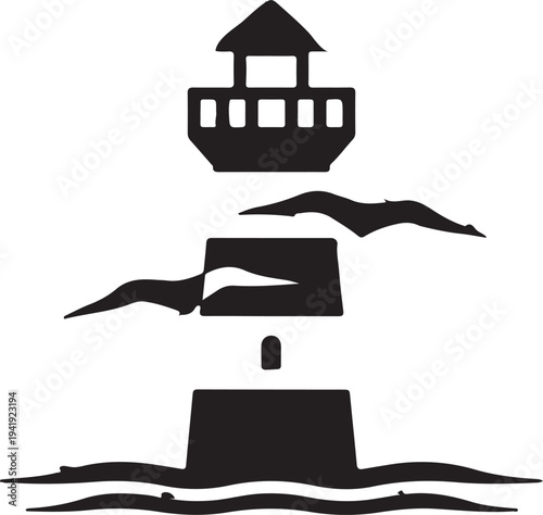 Lighthouse icon, logo isolated on white background