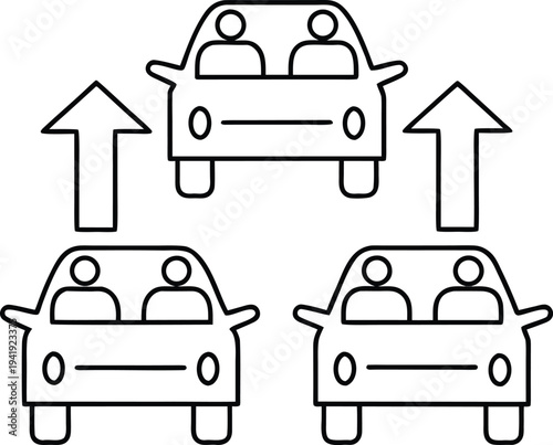 carpool line art vector illustration on transparent background