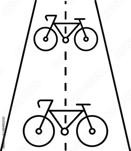 bike lane line art vector illustration on transparent background