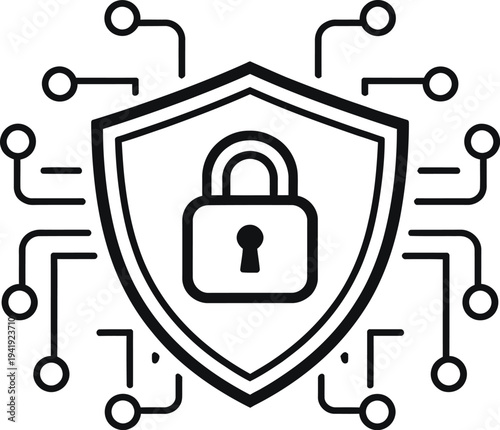 Cyber Security Outline Vector Icon