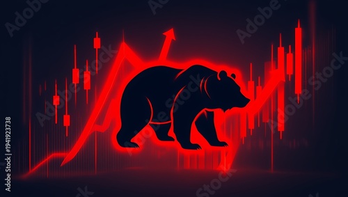 Red bearish stock market trend with upward arrows symbolizing market volatility and financial fluctuations