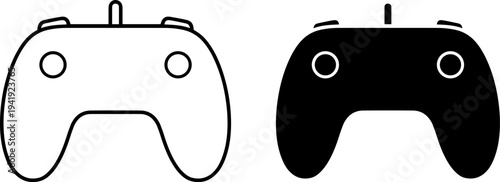 Modern gamepad controller icons in black and white