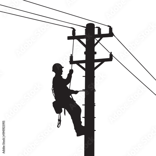Tableau sur toile Lineman silhouette vector flat illustration design