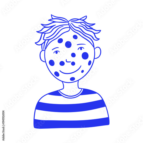 Kid With Chickenpox Disease Doodle Illustration