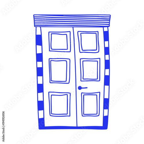 Open Doors Entrance Doodle Illustration
