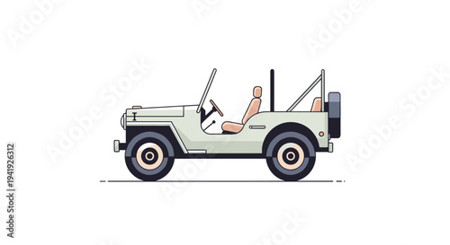 Retro off-road vehicle design featuring classic jeep in minimalist style