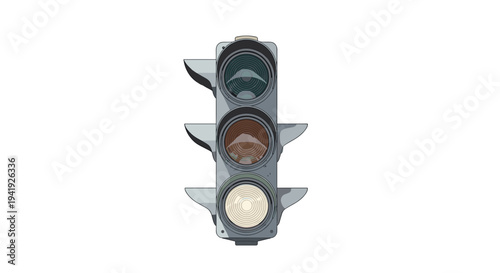 Realistic traffic light design with detailed signals on white background