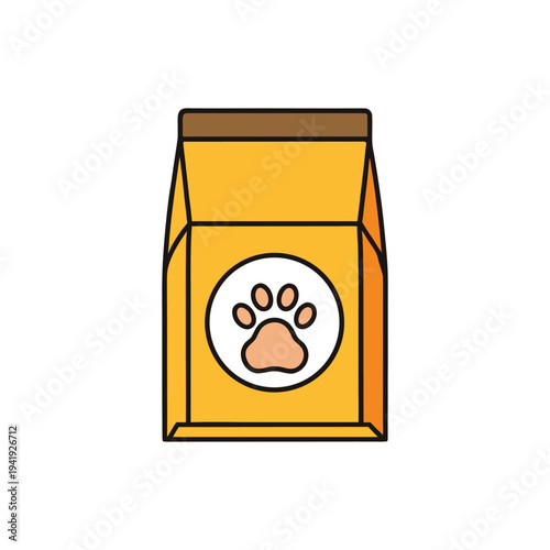 Bag of pet food with paw print logo