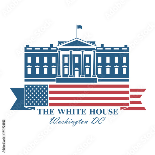 white house building icon in Washington DC isolated on white background