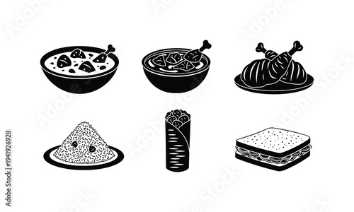 Delicious food icons for culinary designs and restaurant promotions