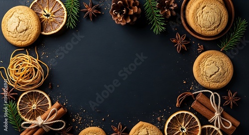 christmas wreath on wood background