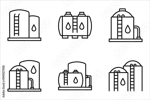 Oil storage icon set. vector illustration on white background