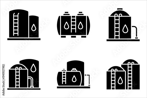 Oil storage icon set. vector illustration on white background