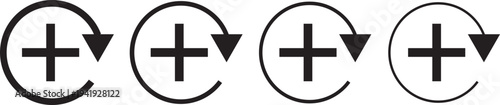 Health recovery icon set. Medical plus signs with upward arrow sign. Medical and Healthcare Symbols. refresh symbol