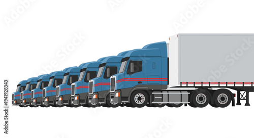 Fleet of blue trucks: modern transportation and logistics