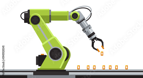 Automated robotic arm with conveyor belt for modern manufacturing and industrial automation