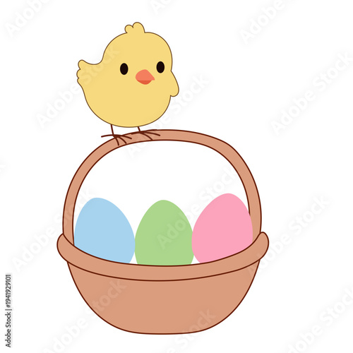 Cute Chick and Egg Icon Isolated on Transparent. Lovely Easter Holiday Mascot. Cartoon Chicken Character. Funny Childish Drawn Bird Portrait for Ester Egg Hunt Family Party Greeting Card Decoration 