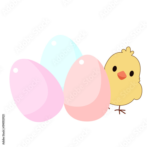 Cute Chick and Egg Icon Isolated on Transparent. Lovely Easter Holiday Mascot. Cartoon Chicken Character. Funny Childish Drawn Bird Portrait for Ester Egg Hunt Family Party Greeting Card Decoration 