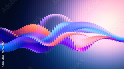 Vibrant wavy lines in blue, purple, and orange create dynamic abstract background
