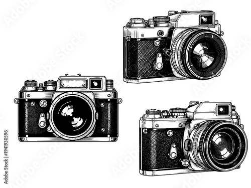 Vintage Camera Engraving Illustration