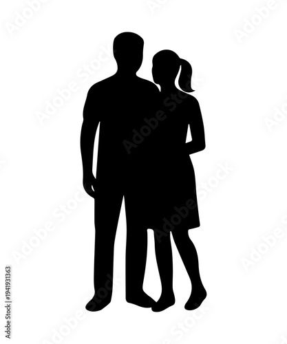 Couple silhouette embracing, symbolizing love, romance, and togetherness