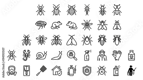 Collection of Insect and Pest Control Icons.