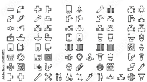 Collection of Simple Line Icons for Medical and Business Use.