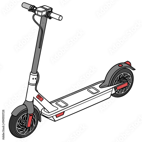 White electric scooter with red accents white scooter