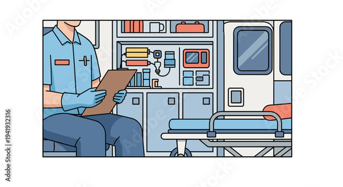 Paramedic readiness: inside an ambulance with a medical professional