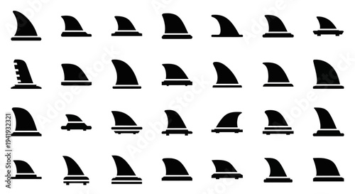 Collection of various sailboat silhouettes against a plain background from different viewpoints