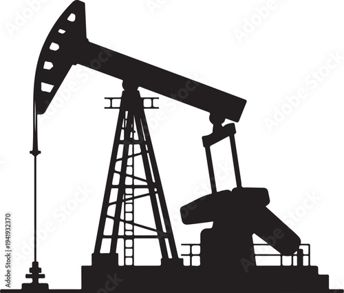 Oil pump jack or petrol pumpjack flat vector icon for gasoline apps and websites