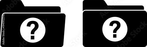 Mysterious file folders with question marks on white background