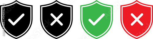 Shield icons for security and validation concepts